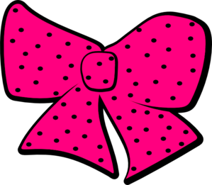Pink Hair Bow With Black Dots Clip Art