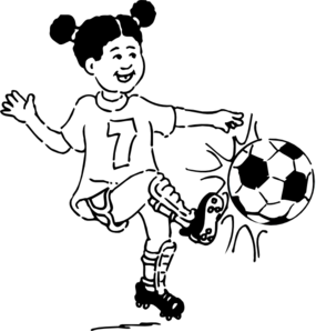 Girl Playing Football Outline Clip Art