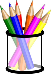 Colored Pencils In Cup Clip Art