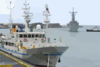 The Guided Missile Frigate Uss Reuben James (ffg 57) Prepares To Pass The New Japanese Fishing Training Vessel Ehime Maru While Pulling In To Honolulu, Hawaii Clip Art