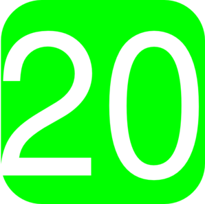 Lime Green, Rounded, Square With Number 20 Clip Art