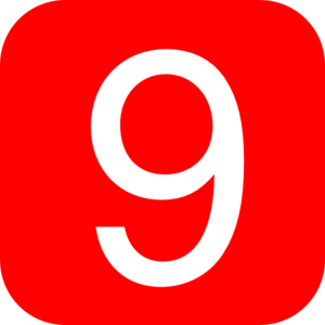 Red, Rounded, Square With Number 9 Clip Art