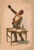 [african American, Standing At Desk, With One Hand Resting On Papers And One Hand Raised] Clip Art