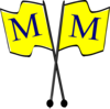 Crossed Yellow Flags With Blue  M  Clip Art
