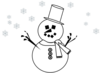 Snowman And Snow - Outline Clip Art