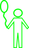Green Child Outline With Balloon Clip Art