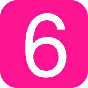 Pink, Rounded, Square With Number 6 Clip Art