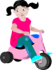 Girl Riding A Pink Tricycle Clip Art