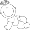 Baby Girl Crawling Outline Clip Art