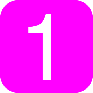 Pink, Rounded, Square With Number 1 Clip Art