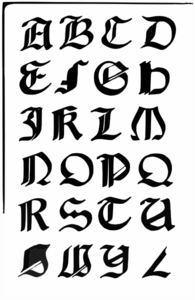 Italian Gothic Letters Q X Clip Art