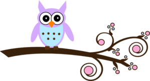 Lilac Owl On Branch Clip Art
