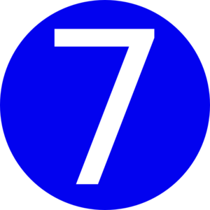 Blue, Rounded,with Number 7 Clip Art