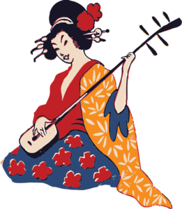 Geisha Playing Shamisen Clip Art
