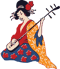 Geisha Playing Shamisen Clip Art