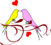 Yellowand Pink Birds On A Branch Clip Art