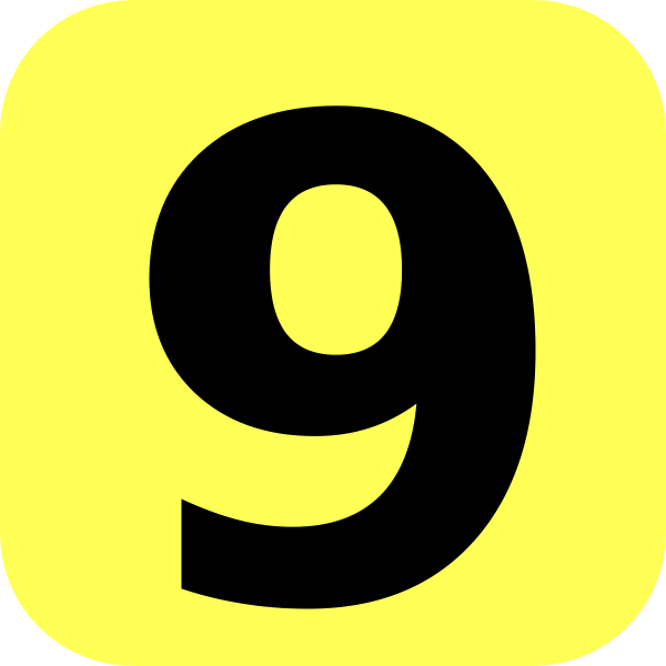 Yellow Rounded Number 9 Clip Art at Clker.com - vector clip art online