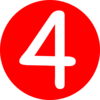 Red, Rounded,with Number 4 Clip Art