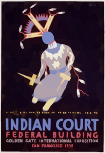 Indian Court, Federal Building, Golden Gate International Exposition, San Francisco, 1939 Apache Devil Dancer From An Indian Painting, Arizona / Siegriest. Clip Art