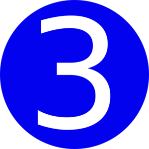 Blue, Rounded,with Number 3 Clip Art