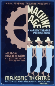 W.p.a. Federal Theatre Presents  Machine Age  A New Musical Comedy By William Sully .... Music By Bert Reed A Variety Theatre Production. Clip Art