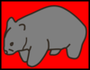Grey Wombat On Red Background Clip Art