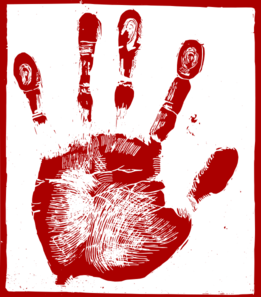 Red Palm Print Clip Art