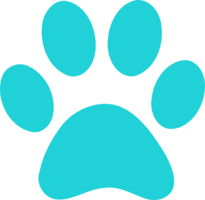 Bright Teal Paw Print Clip Art