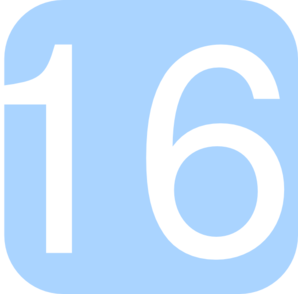 Light Blue, Rounded, Square With Number 16 Clip Art