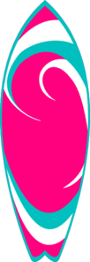Pink & Teal Surfboard Clip Art