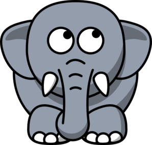Elephant Looking Right-up Clip Art