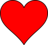 Red Heart With Thin Black Outline Clip Art