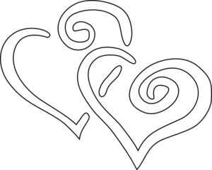 Curly Hearts Outline Clip Art