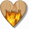 Flaming Wooden Heart Clip Art