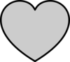 Solid Gray Heart With Black Outline Clip Art