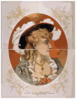 [bust View Of Woman, Wearing Plumed Hat And Gray Dress] Clip Art