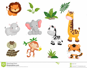 Baby Shower Jungle Animal Clipart Image