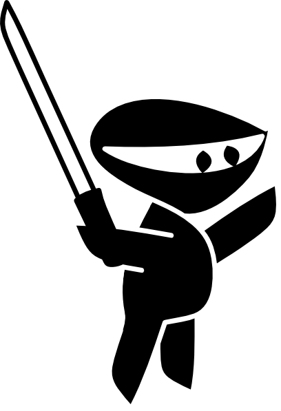 Black White Sword Boy Cartoon Ninja Clip Art at Clker.com - vector clip