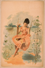 [woman Wearing Pink Dress, Holding Fan, And Sitting On Swing] Image