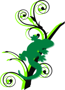 Green Gecko Brances Clip Art