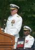 Rear Adm. Barry C. Black, Chief Of Navy Chaplains Listens To Adm. Vern Clark, Chief Of Naval Operations (cno) Make Remarks At His Change Of Office And Retirement Ceremony Held At The Washington Navy Yard. Image