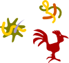 Rooster Star Worms Clip Art