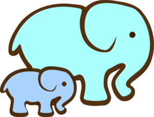 Blue Elephant Mom & Baby Clip Art