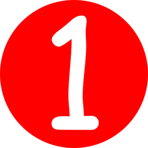 Red, Rounded,with Number 1 Clip Art