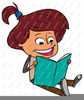 Child Reading In Bed Clipart Image