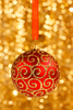 Christmas Bauble On Gold Uek Image