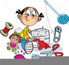 Girl Sewing Clipart Image