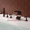 Antique Oil Rubbed Bronze Finish Three Handles Waterfall Bathtub Faucet With Handshower Image