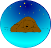 Sleeping Bear Under Stars | Circle Clip Art