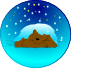 Sleeping Bear Under Stars With Snow | Circle Clip Art